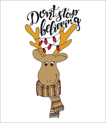 Merry Christmas quote lettering  Dont stop believing with dear 
