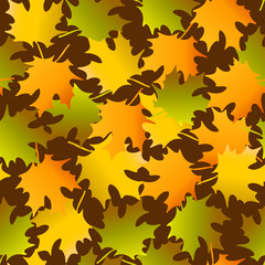Vector seamless background: a lot of maple autumn leaves on the ground.