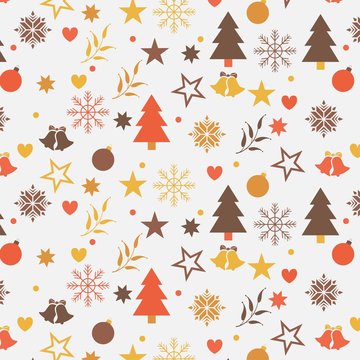 Colorful Merry Chrismas Pattern Desgin On Grey Background