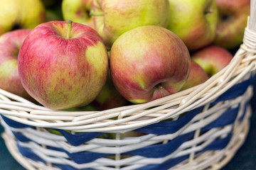 autumn harvest composition with apples in the basket.