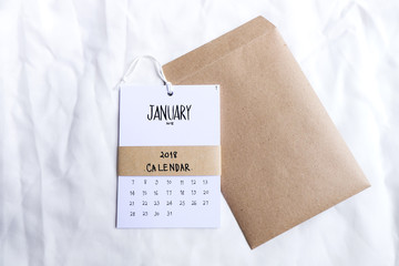 Vintage calendar 2018 handmade on white background