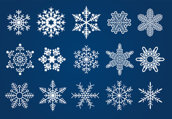 15 Different Detailed Vector Snowflakes