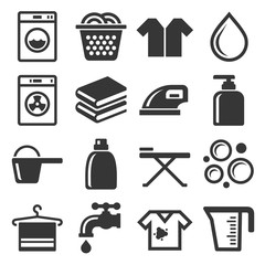 Laundry and Housework Icons Set. Vector
