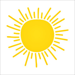 Hand drawn shinny sun. Vector