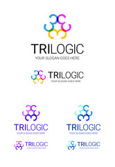 Numeric logo template Trilogic - colorful