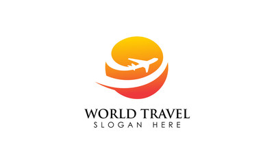 orange circle globe symbol world travel logo template