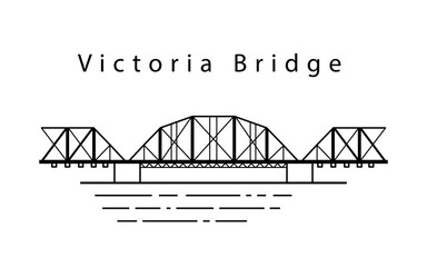 Victoria Bridge in Canada. Vector in the line.