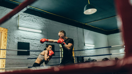 boxers training on boxing ring