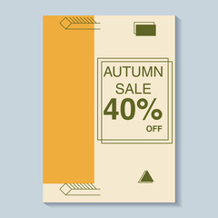 Vector abstract sale poster in retro 80s, 90s memphis style with geometric elements