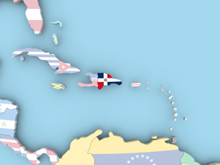 Map of Honduras with flag on globe