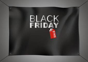 Black friday sale design on black fabric with copy space vector illustration