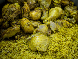 Muslim yellow rice with chicken
