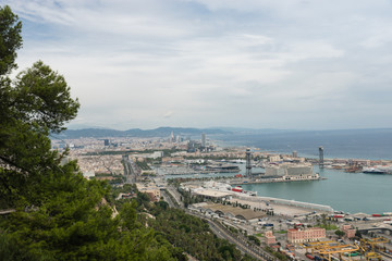 Fototapeta premium Aerial view from Montjuic of Barcelona, Spain