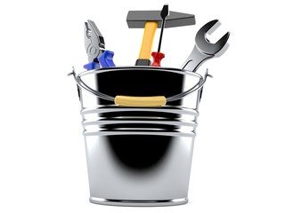 Work tools inside metal bucket © Talaj