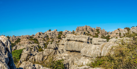 Fototapeta na wymiar El Torcal of Antequera - View at the rock formation, Spain