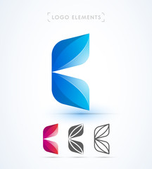 Origami letter C logo template. Vector abstract icon collection. Material design, flat, line-art style