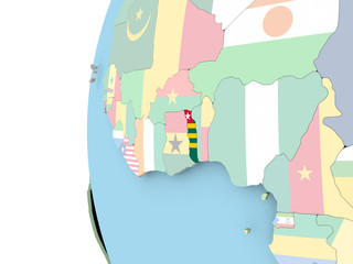 Obraz premium Flag of Togo on political globe