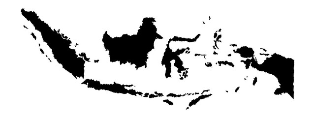 Indonesia vector map isolated on white background silhouette. High detailed illustration.