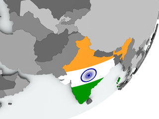Flag of India on map