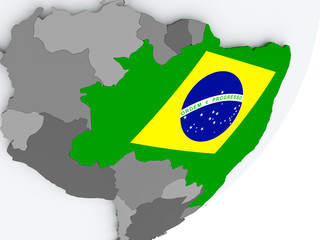 Flag of Brazil on map
