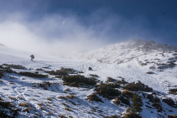 landscape with snowy mountains