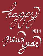 Happy new year 2018 white calligraphy on red background