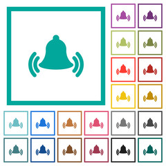 Ringing bell flat color icons with quadrant frames