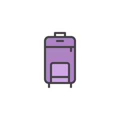 Travel luggage filled outline icon, line vector sign, linear colorful pictogram isolated on white. Suitcase symbol, logo illustration. Pixel perfect vector graphics