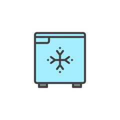 Hotel mini fridge filled outline icon, line vector sign, linear colorful pictogram isolated on white. Symbol, logo illustration. Pixel perfect vector graphics