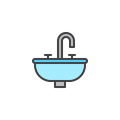 Bathroom sink unit filled outline icon, line vector sign, linear colorful pictogram isolated on white. Symbol, logo illustration. Pixel perfect vector graphics