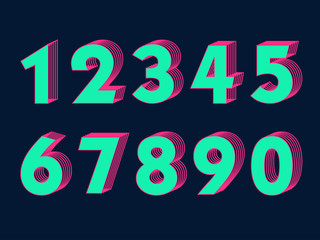 (Element) set of ten numbers form zero to nine, 3d number design