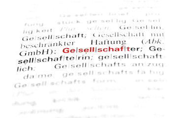 Das Wort Gesellschaft in einem Buch