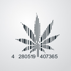 Naklejka premium Icono plano codigo de barras marihuana en fondo degradado