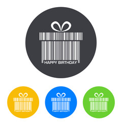 Icono plano codigo de barras regalo HAPPY BIRTHDAY gris y blanco
