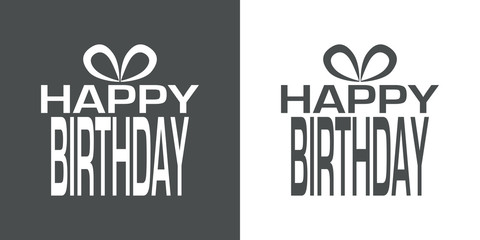 Logotipo HAPPY BIRTHDAY en regalo gris y blanco