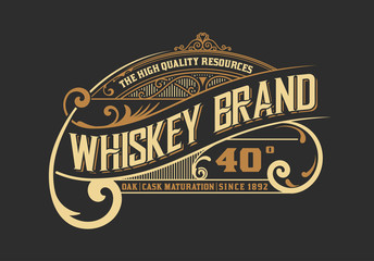 Vintage old design. Whiskey label style © Roverto