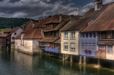 Maisons sur la Loue à Ornans, Doubs, France