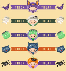 Boy and girl wearing Halloween fancy hat : Vector Illustration