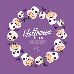 Boy and girl wearing Halloween fancy hat : Vector Illustration