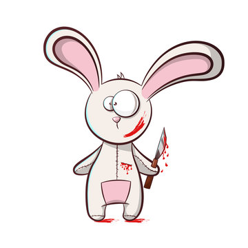 Bad rabbit - horror illustration. Vector eps 10