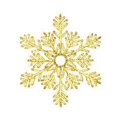 Golden snowflake isolated on white background. Christmas decor. Vector illustration