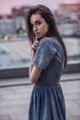 Beautiful girl in city