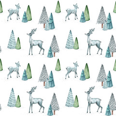 Watercolor Christmas seamless pattern.