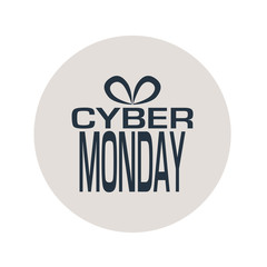 Obraz premium Logotipo CYBER MONDAY en regalo en circulo gris