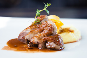 Roasted duck with mashed potatoes