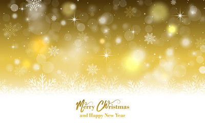Naklejka na ściany i meble Merry Christmas and Happy New Year wishes with snowflakes. Vector illustration.