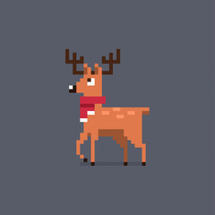 Obraz premium Pixel art deer in a scarf.