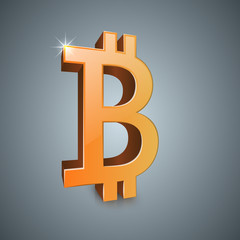 Bitcoin 3d realistic icon. Vector eps 10