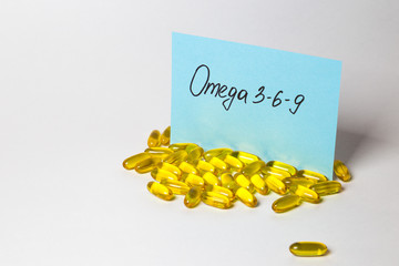 Omega 3 - 6 - 9 in capsules isolated on the white background