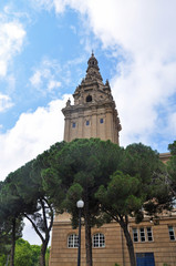 The tower of National art Museum of Catalonia in Barcelona, Spain